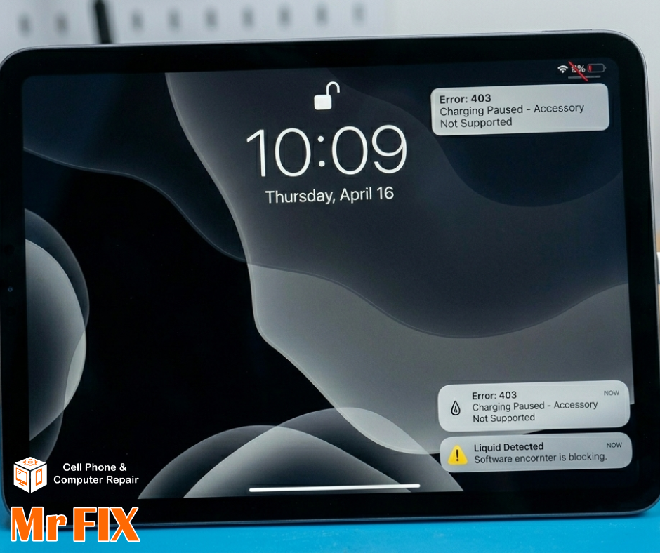 iPad charging cable plugged in but device is not charging