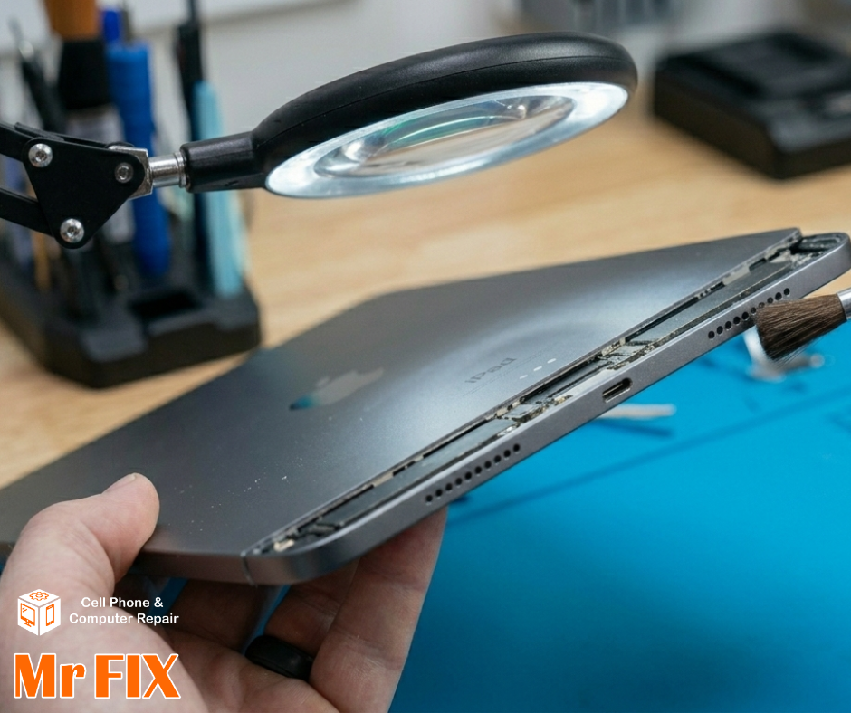 Safely cleaning dust and lint from an iPad charging port