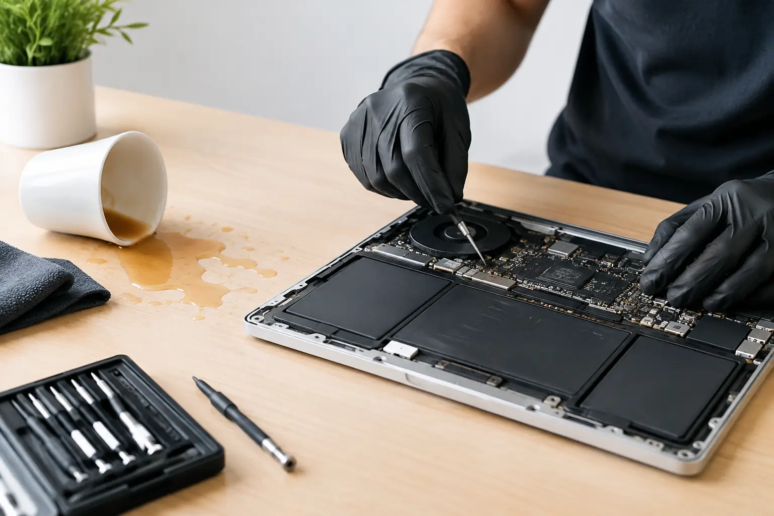 MacBook Liquid Damage Repair Example Explained